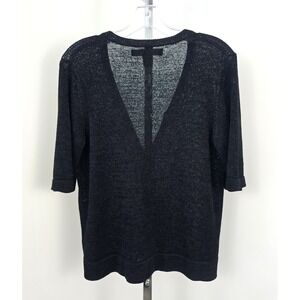 Josephine Chaus Short Sleeve One Button Cardigan Sweater‎ Black M